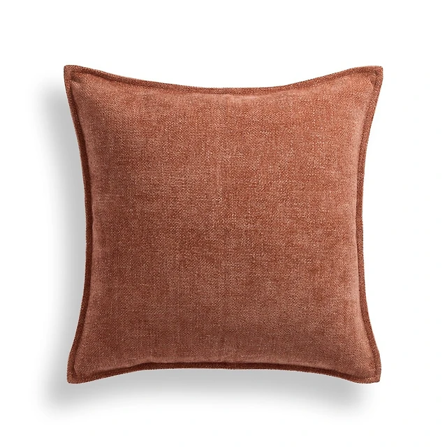 24x24 Throw Pillow Cover: Persimmon Speckled Textured Weave