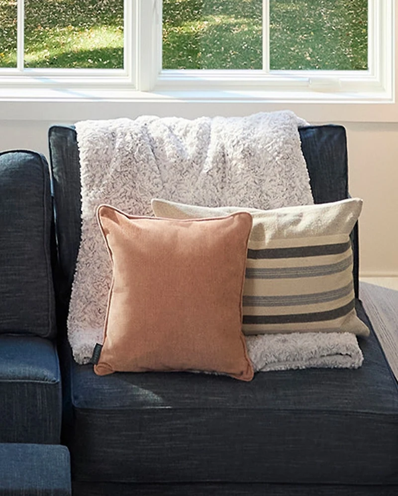 18x18 Throw Pillow Cover: Coral Chenille