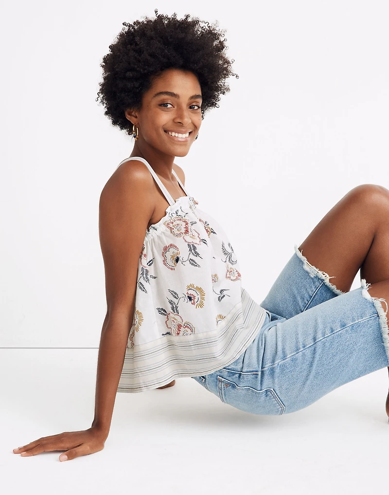 Madewell x Warm Drawstring Tank Top in Honolulu Hibiscus | Madewell