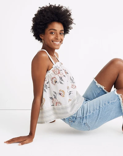 Madewell x Warm Drawstring Tank Top in Honolulu Hibiscus | Madewell