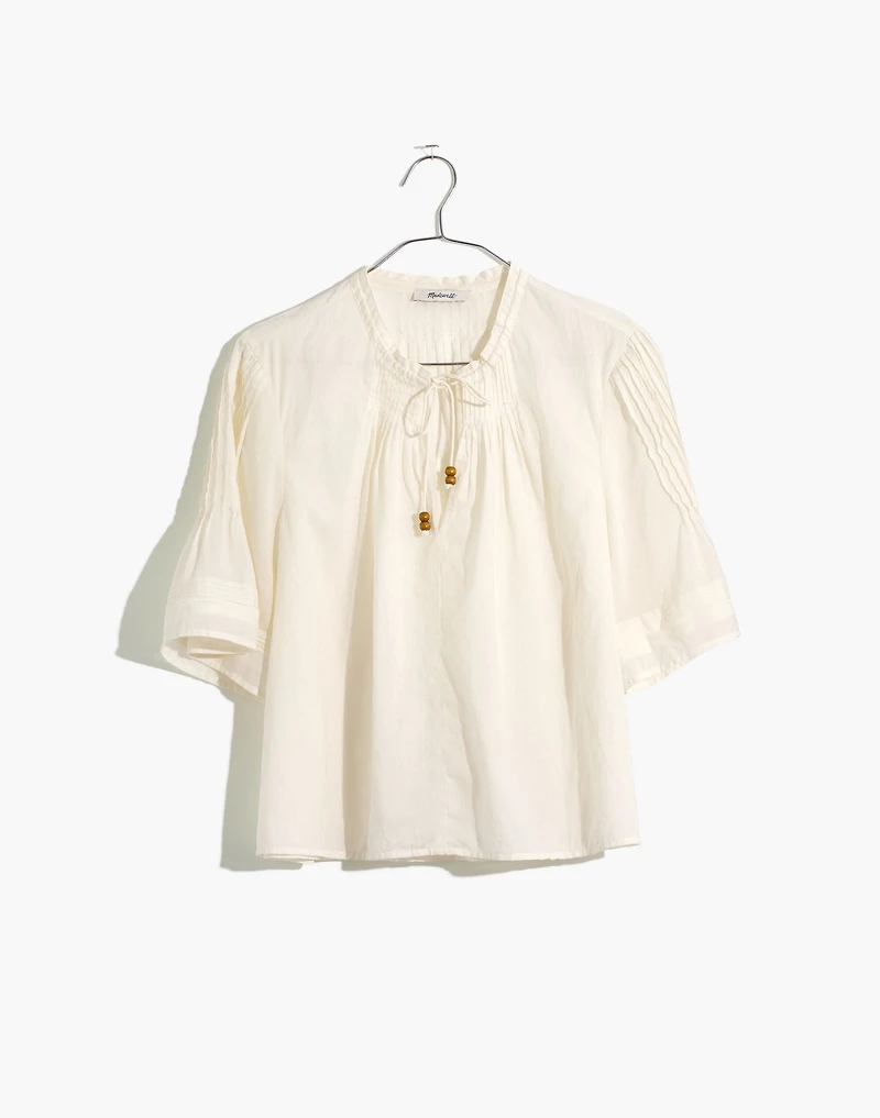 Madewell x Warm Pintuck Tie-Neck Top | Madewell