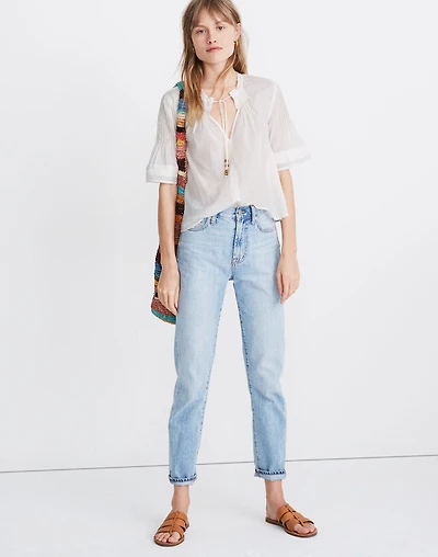 Madewell x Warm Pintuck Tie-Neck Top | Madewell