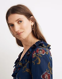 Madewell x Warm Ruffle-Collar Top in Honolulu Hibiscus | Madewell