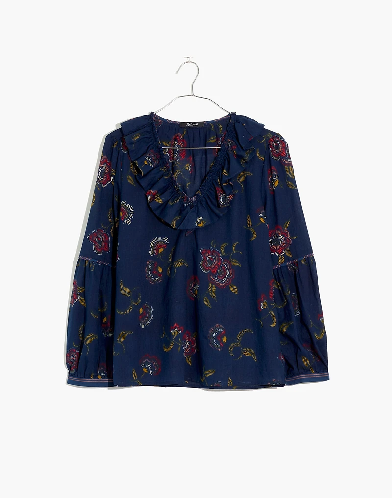 Madewell x Warm Ruffle-Collar Top in Honolulu Hibiscus | Madewell