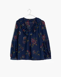 Madewell x Warm Ruffle-Collar Top in Honolulu Hibiscus | Madewell