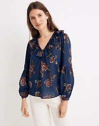 Madewell x Warm Ruffle-Collar Top in Honolulu Hibiscus | Madewell