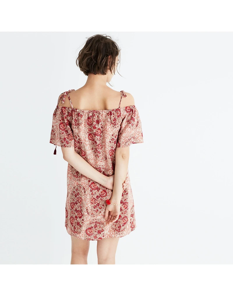 Silk Cold-Shoulder Dress in Watercolor Paisley | Madewell