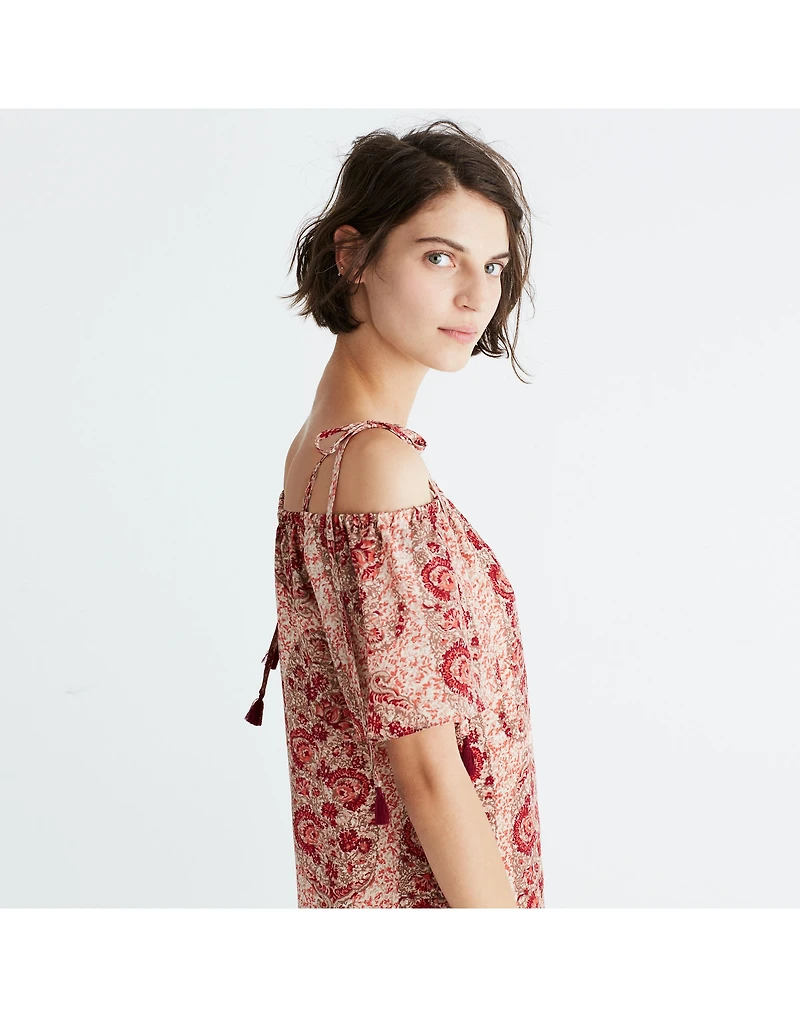 Silk Cold-Shoulder Dress in Watercolor Paisley | Madewell