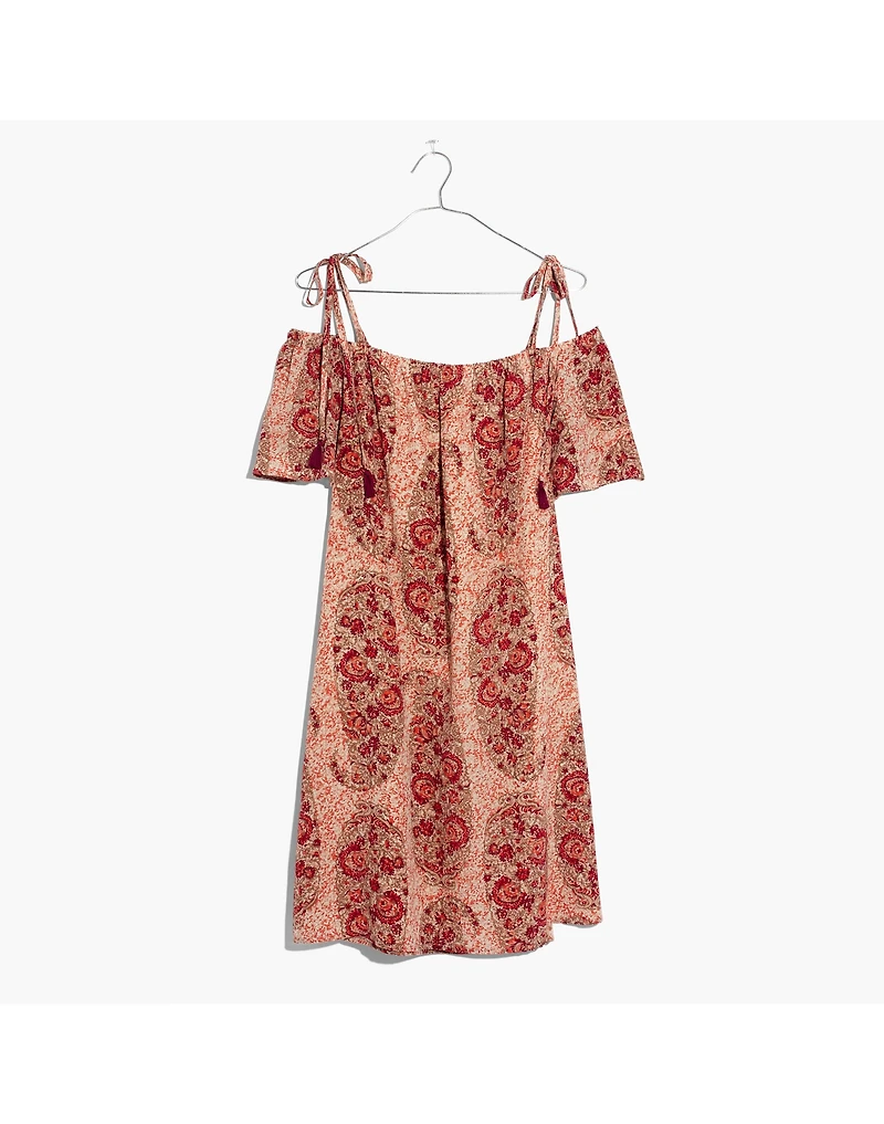 Silk Cold-Shoulder Dress in Watercolor Paisley | Madewell