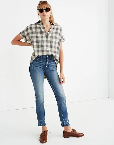 Tall Slim Straight Jeans: Distressed Button-Front Edition | Madewell