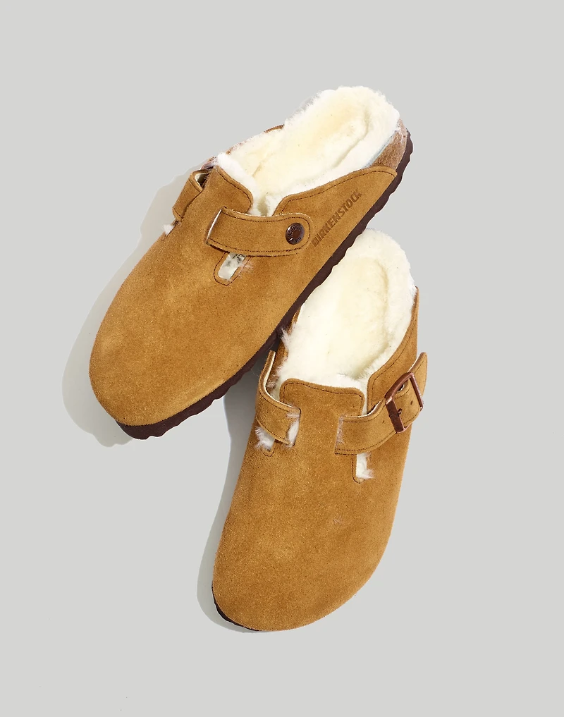 Birkenstock® Suede Boston Clogs in Shearling | Madewell