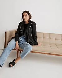 Washed Leather Oversized Motorcycle Jacket | Madewell