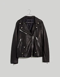 Washed Leather Oversized Motorcycle Jacket | Madewell