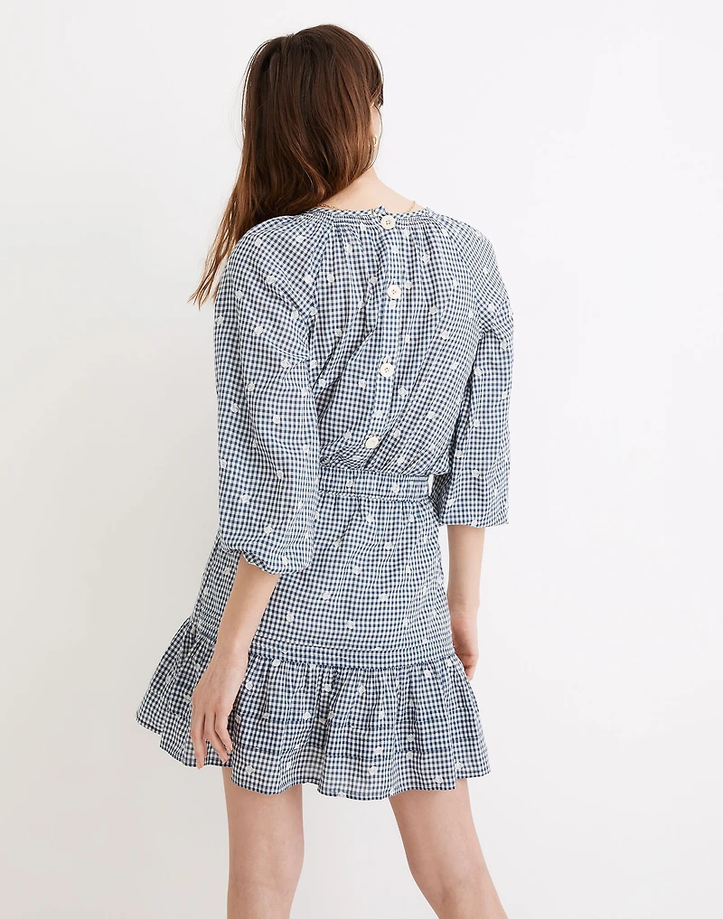 Embroidered Tiered Pull-On Mini Skirt in Gingham Check | Madewell