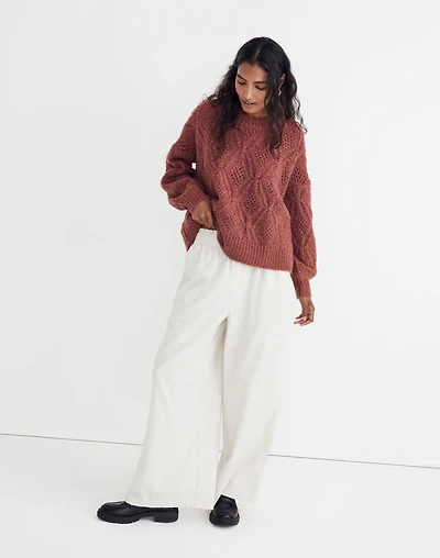 Cayden Pointelle Balloon-Sleeve Pullover Sweater | Madewell