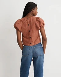 Jacquard Puff-Sleeve Top in Micro Cross | Madewell