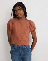 Jacquard Puff-Sleeve Top in Micro Cross | Madewell