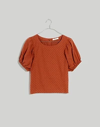 Jacquard Puff-Sleeve Top in Micro Cross | Madewell
