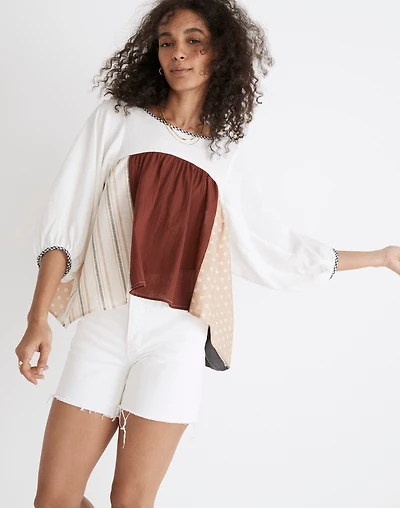 Madewell x La Réunion Upcycled Patchwork Peasant Shirt | Madewell