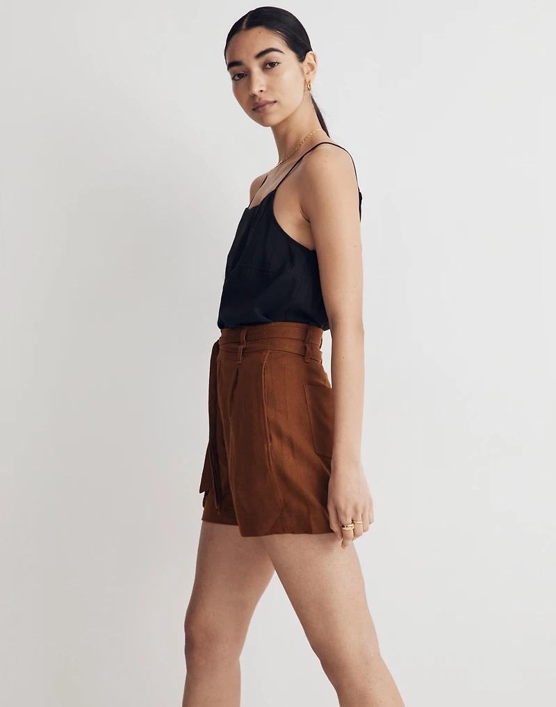Belted High-Rise Shorts in Linen-Blend | Madewell