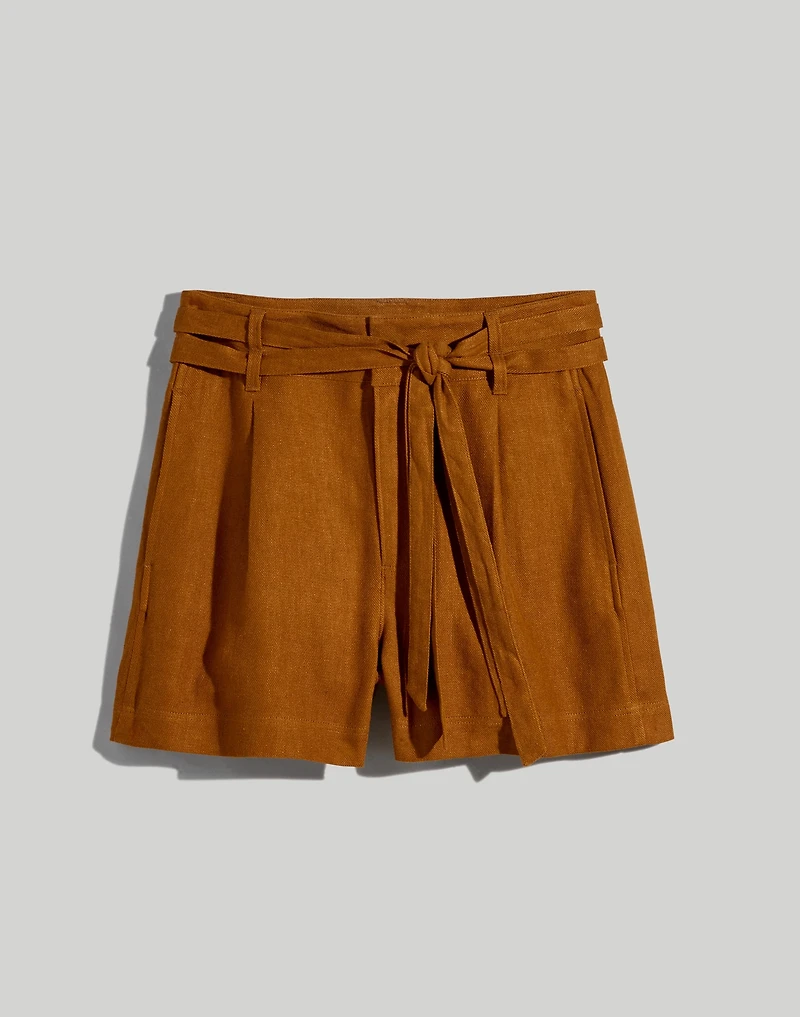 Belted High-Rise Shorts in Linen-Blend | Madewell