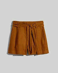 Belted High-Rise Shorts in Linen-Blend | Madewell