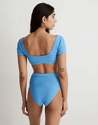 Ribbed Square-Neck Longline Bikini Top | Madewell