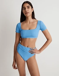 Ribbed Square-Neck Longline Bikini Top | Madewell