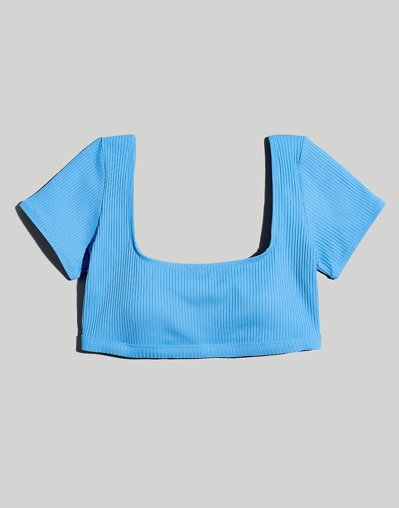 Ribbed Square-Neck Longline Bikini Top | Madewell