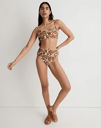 High-Rise Crossover Bikini Bottom in Abstract Flora | Madewell