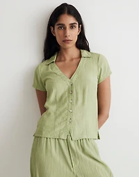 Notched V-Neck Button-Up Top | Madewell