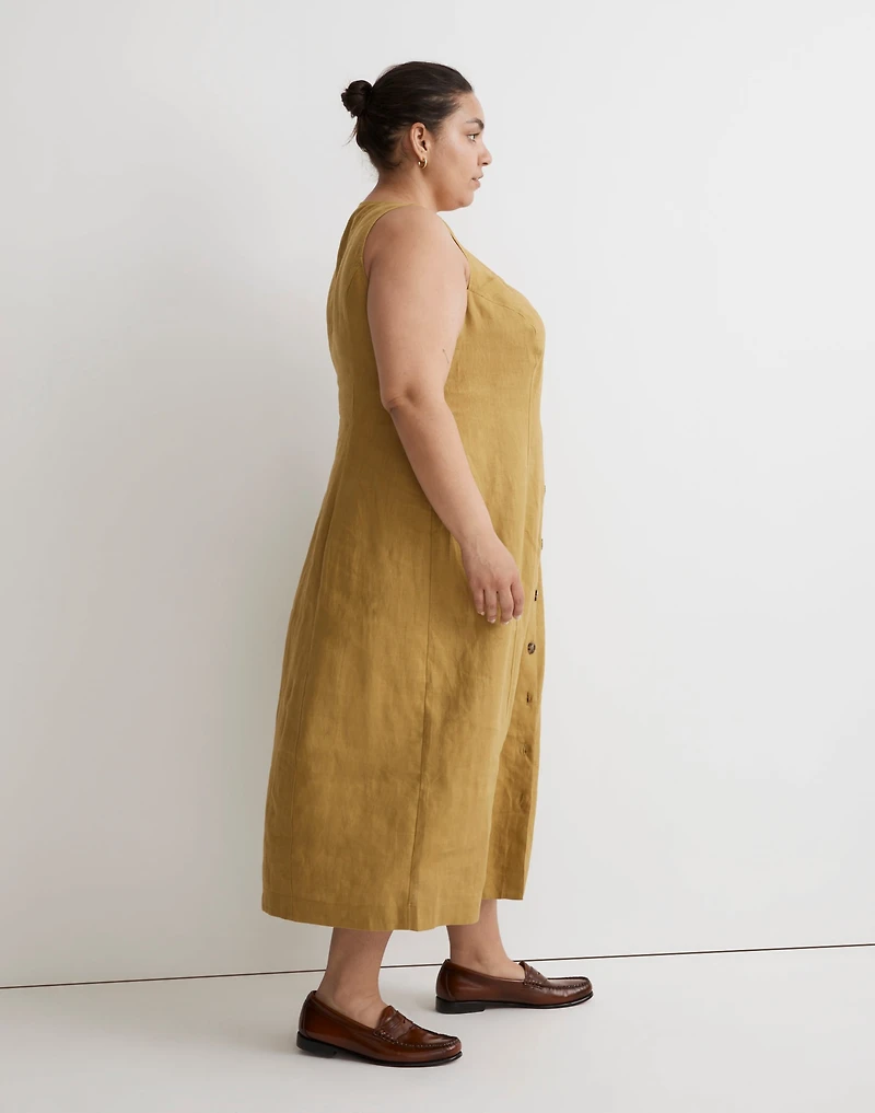 Plus 100% Linen Button-Front Midi Dress | Madewell