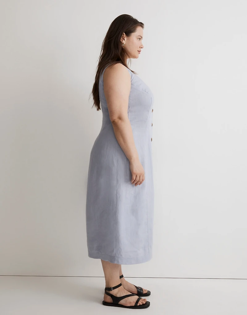 Plus 100% Linen Button-Front Midi Dress | Madewell