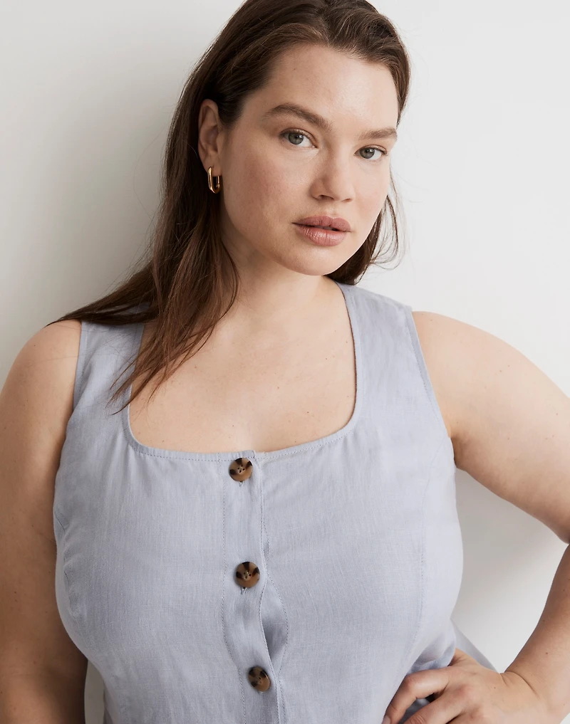 Plus 100% Linen Button-Front Midi Dress | Madewell