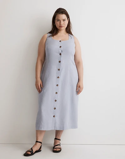 Plus 100% Linen Button-Front Midi Dress | Madewell