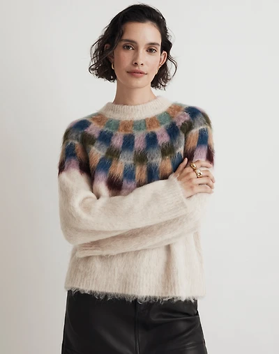 Brushed Checkerboard Fair Isle Oversized Sweater | Madewell