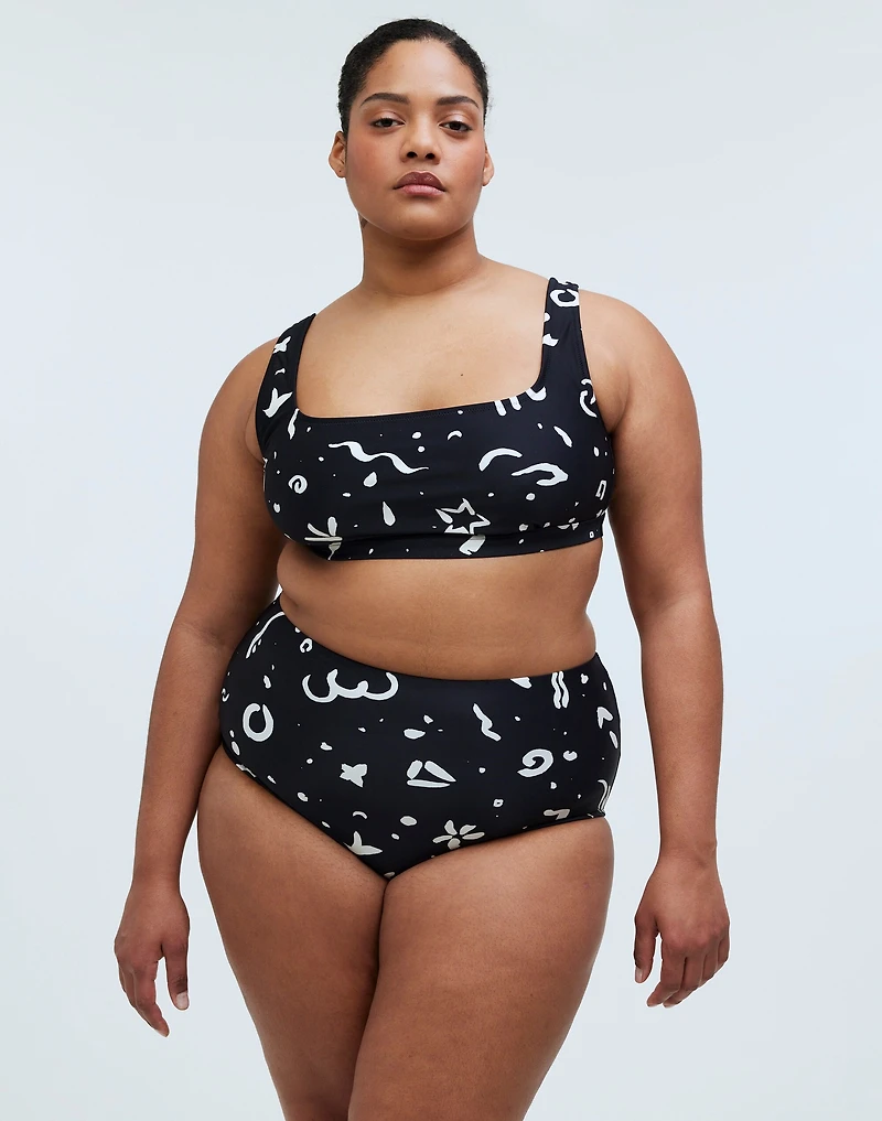 Plus Square-Neck Bikini Top Abstract Doodle | Madewell