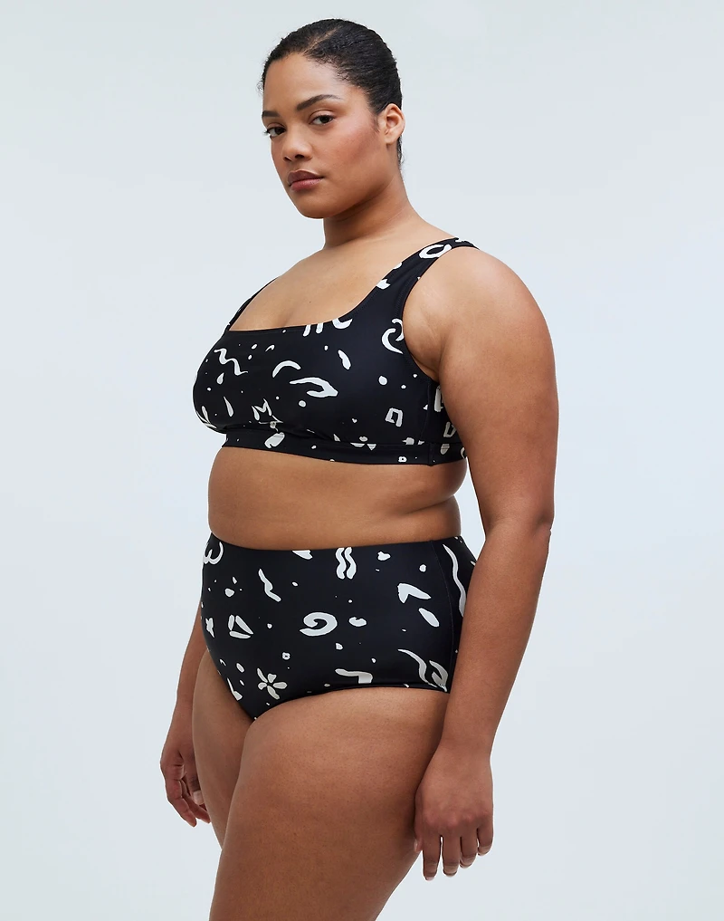 Plus Square-Neck Bikini Top Abstract Doodle | Madewell