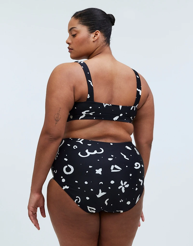 Plus Square-Neck Bikini Top Abstract Doodle | Madewell