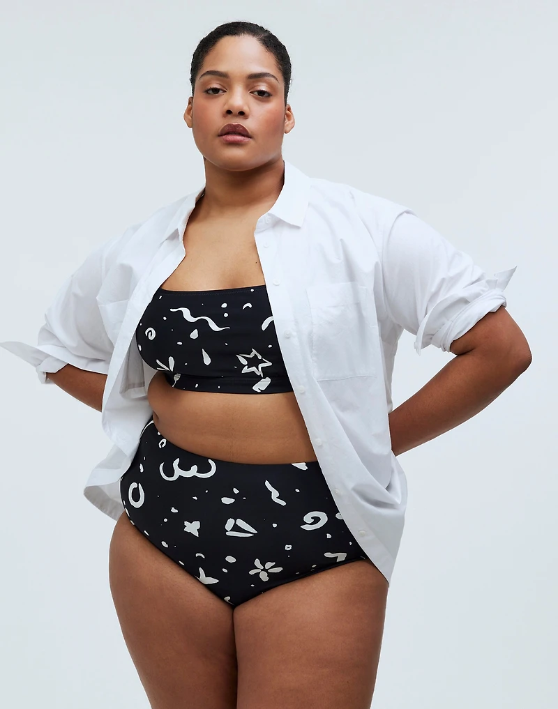 Plus Square-Neck Bikini Top Abstract Doodle | Madewell
