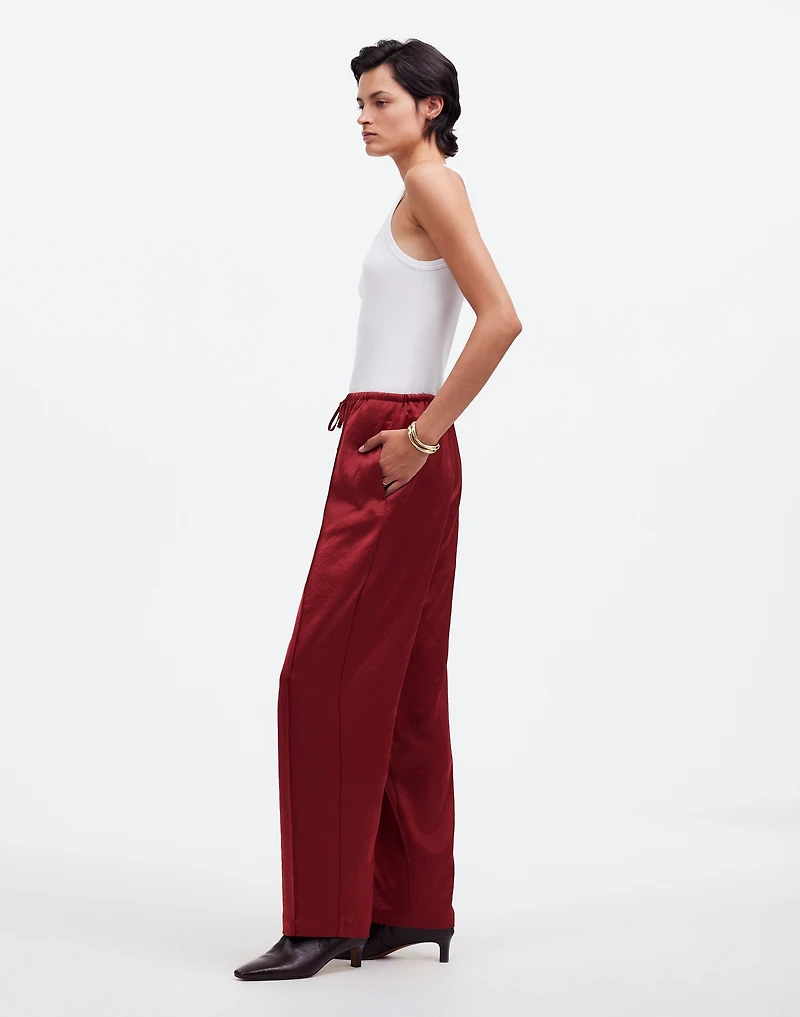 Pintucked Slim Pull-On Pants Satin | Madewell