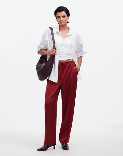 Pintucked Slim Pull-On Pants Satin | Madewell