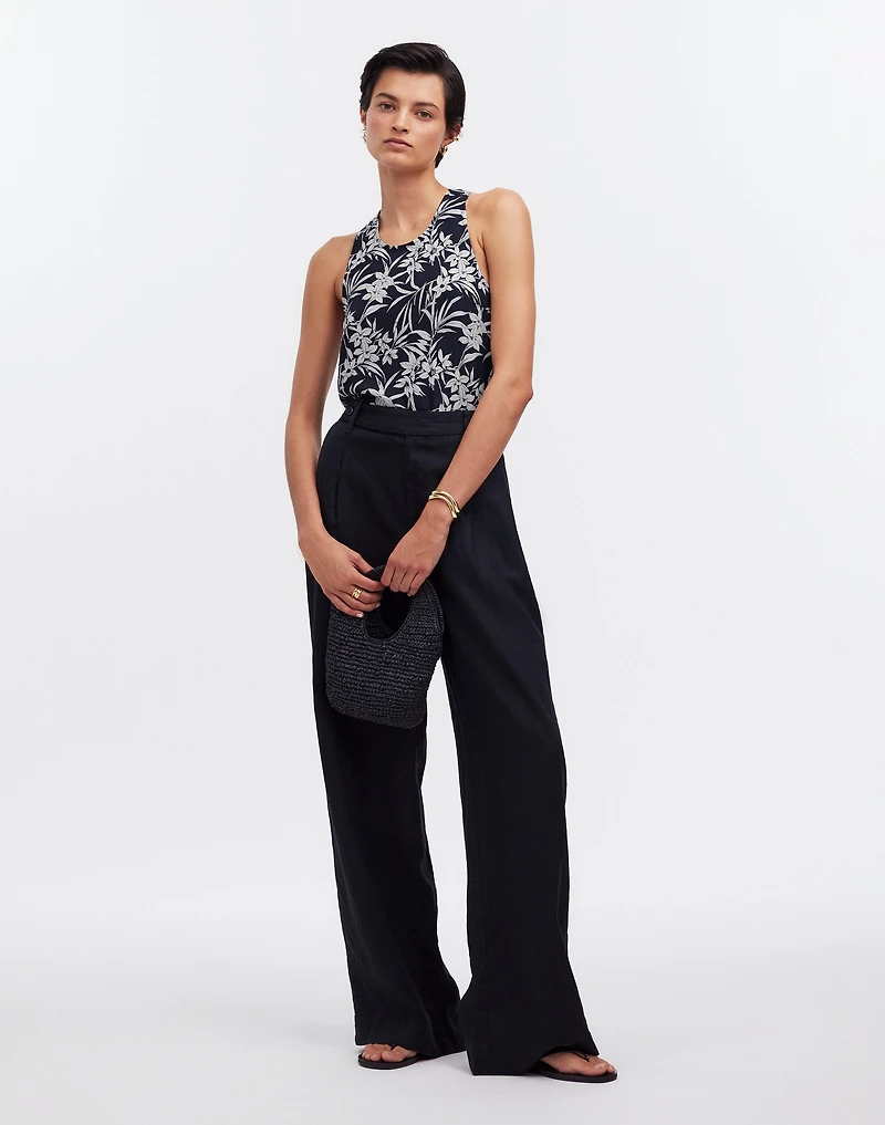 Crisscross-Back Sleeveless Top in Floral Cupro-Blend | Madewell
