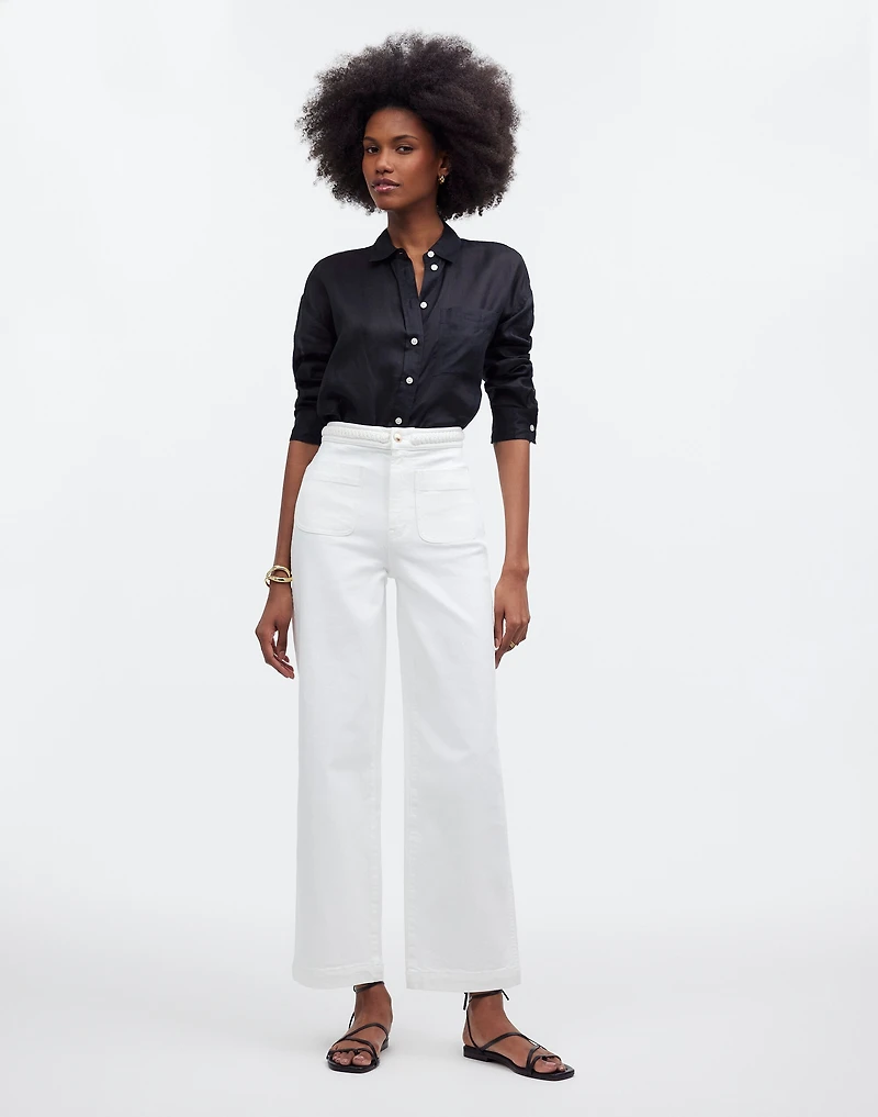 Madewell x Lisa Says Gah! The Perfect Vintage Wide-Leg Crop Jean Eyelet White |