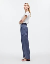 High-Rise Straight Cargo Trousers Satin | Madewell