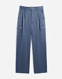 High-Rise Straight Cargo Trousers Satin | Madewell