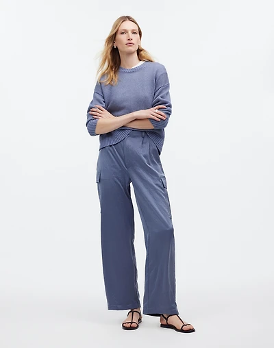 High-Rise Straight Cargo Trousers Satin | Madewell