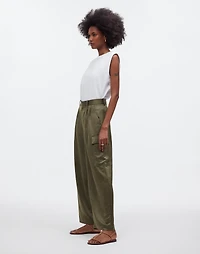 High-Rise Straight Cargo Trousers in Satin | Madewell