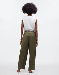 High-Rise Straight Cargo Trousers in Satin | Madewell