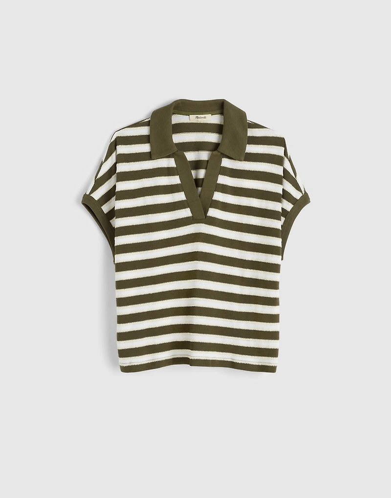 Relaxed V-Neck Polo Shirt Stripe | Madewell